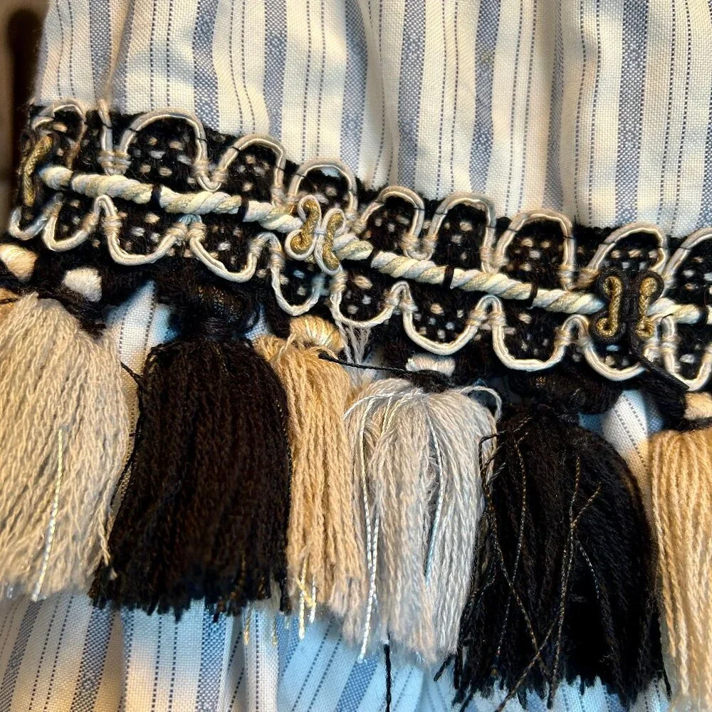 Caroline Constas Pinstripe Tiered Mini Skirt with Tassel Detail Womens Sz Small