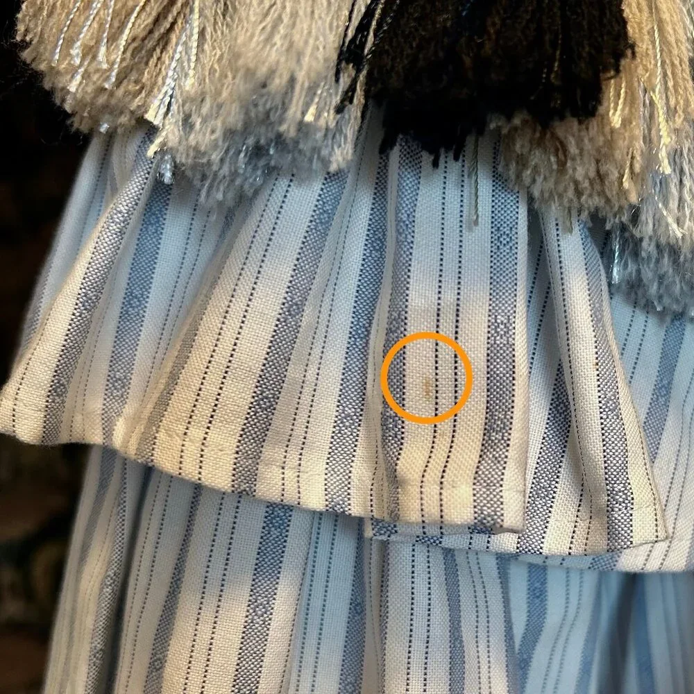 Caroline Constas Pinstripe Tiered Mini Skirt with Tassel Detail Womens Sz Small
