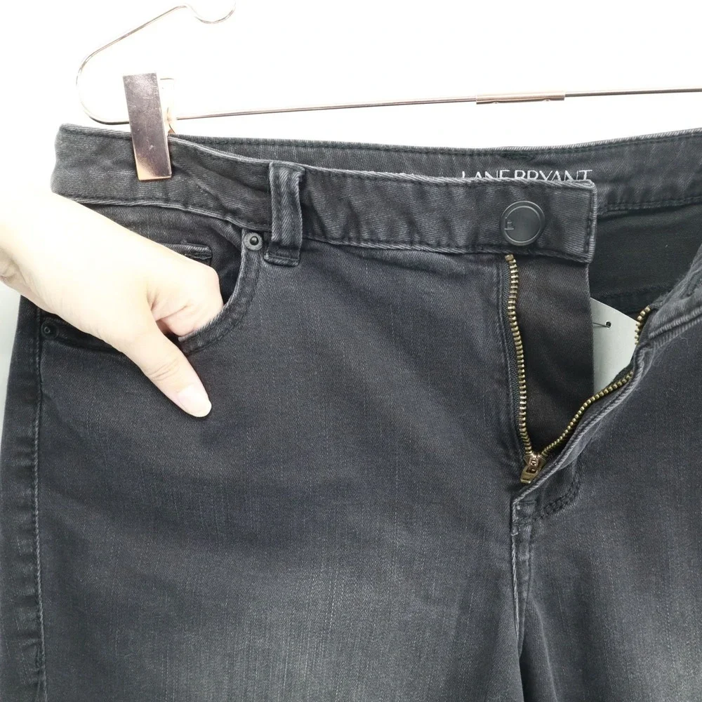Lane Bryant Bermuda Denim Shorts Women 16 Black Streetwear Edgy Rugged Urban NWT