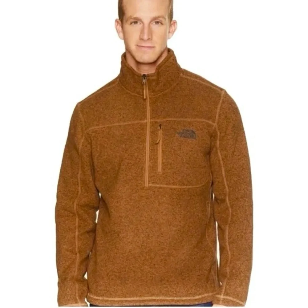 The North Face Mens Large Brown Fleece Quarter Zip Pullover Jacket