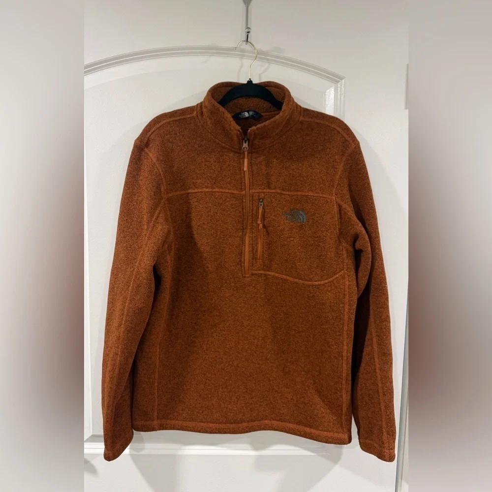 The North Face Mens Large Brown Fleece Quarter Zip Pullover Jacket