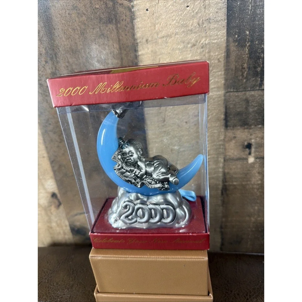Lenox 2000 Millennium Baby Boy Ornament Pewter Moon NIB‎ Sealed New In Box