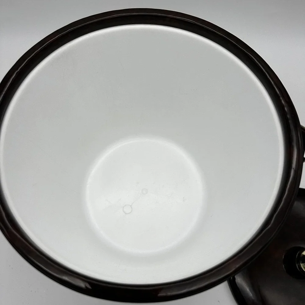 Vtg  MCM Faux Tortoise Shell Brown Marbled Vinyl Padded Ice Bucket‎ Handle Core