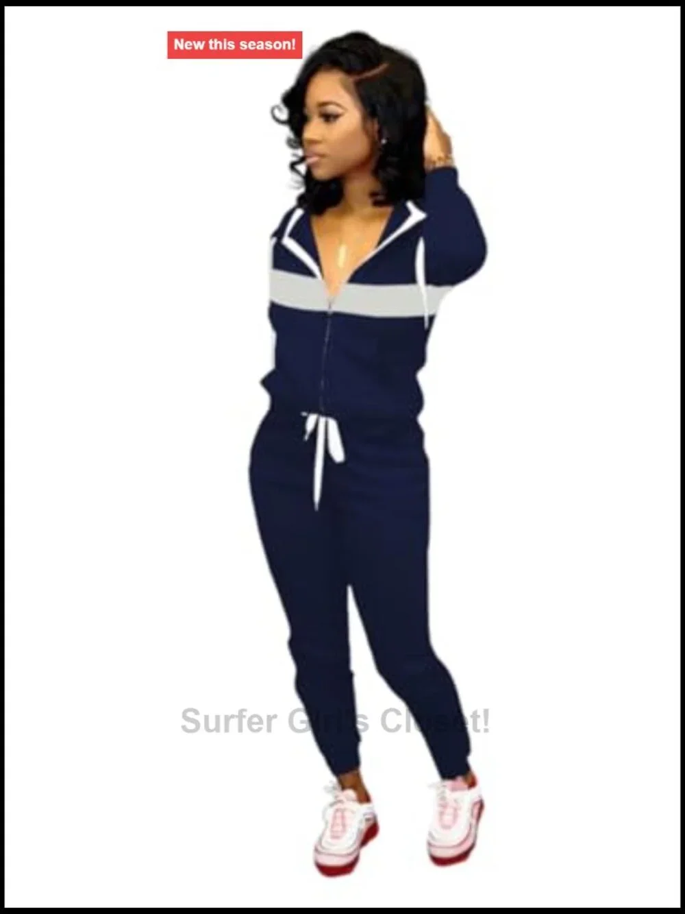 Women's 2 Piece Long Sleeve Hooded Jogging Suit with Pockets