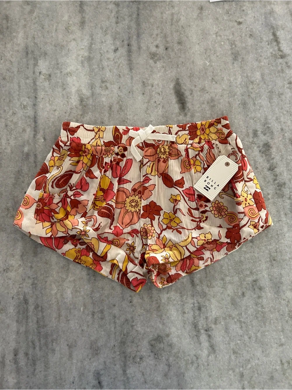 Billabong Floral Elastic Waistband Shorts Size S Kids