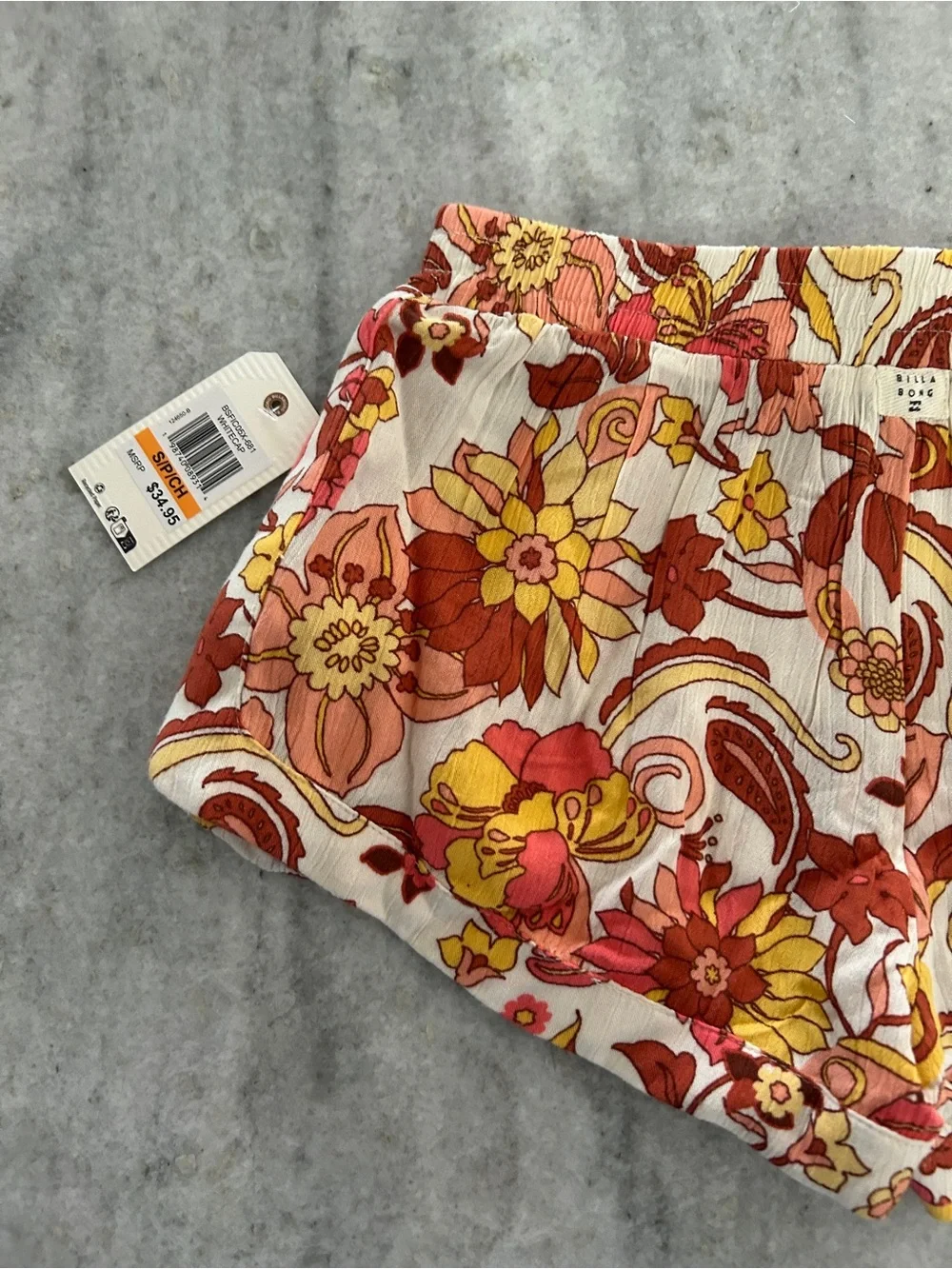 Billabong Floral Elastic Waistband Shorts Size S Kids