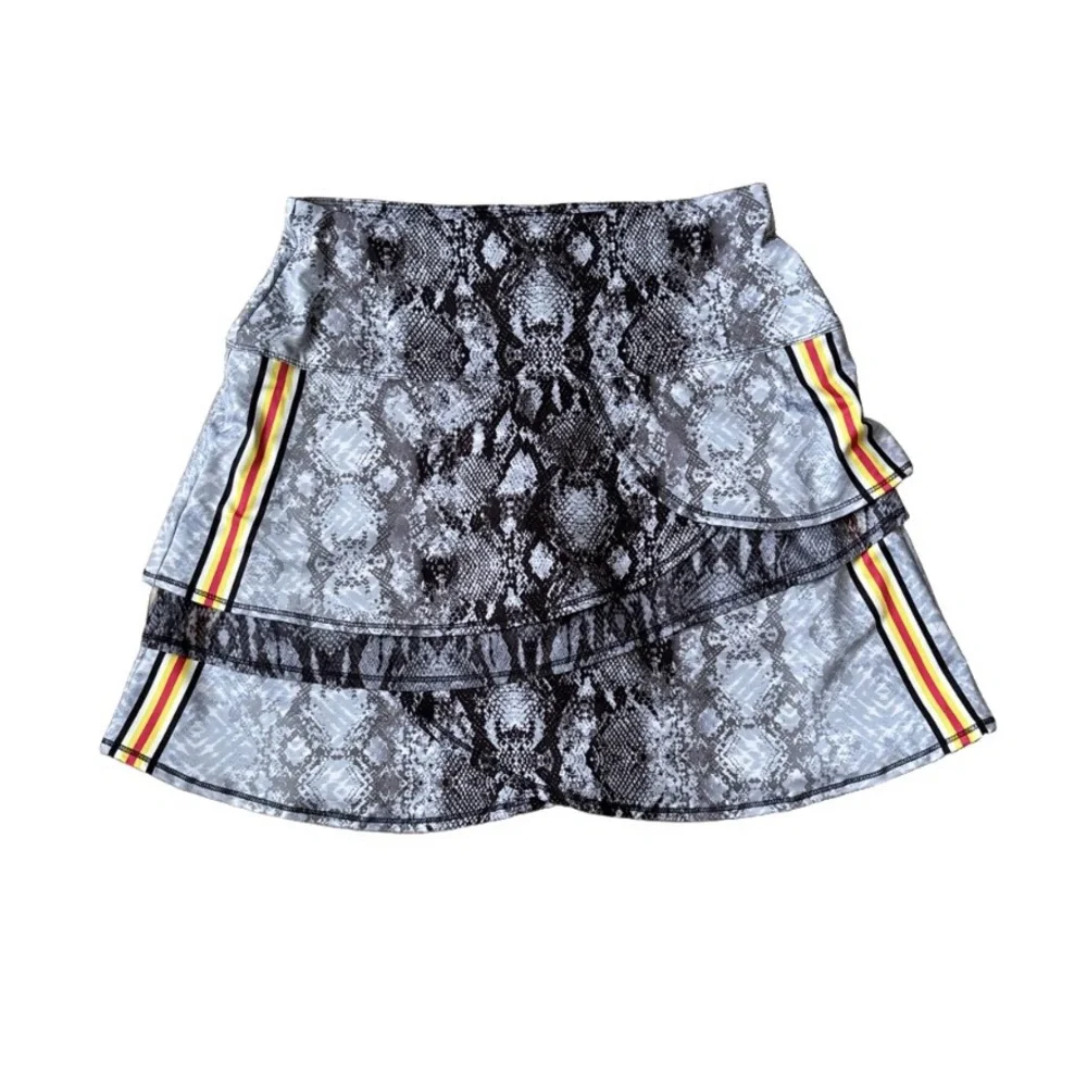Lucky in Love Snake Print Layered Tennis Skort with Yellow & Red Stripe