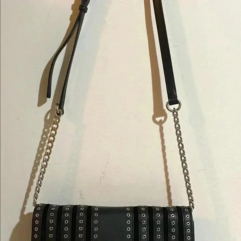 Michael kors Black leather suede crossbody handbag