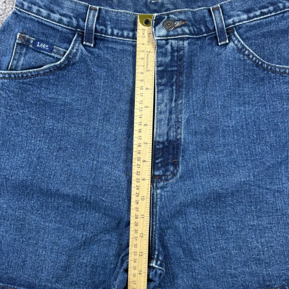 Lee Vintage High Rise Denim Shorts Medium Wash Blue 100% Cotton Size 12 35 Waist