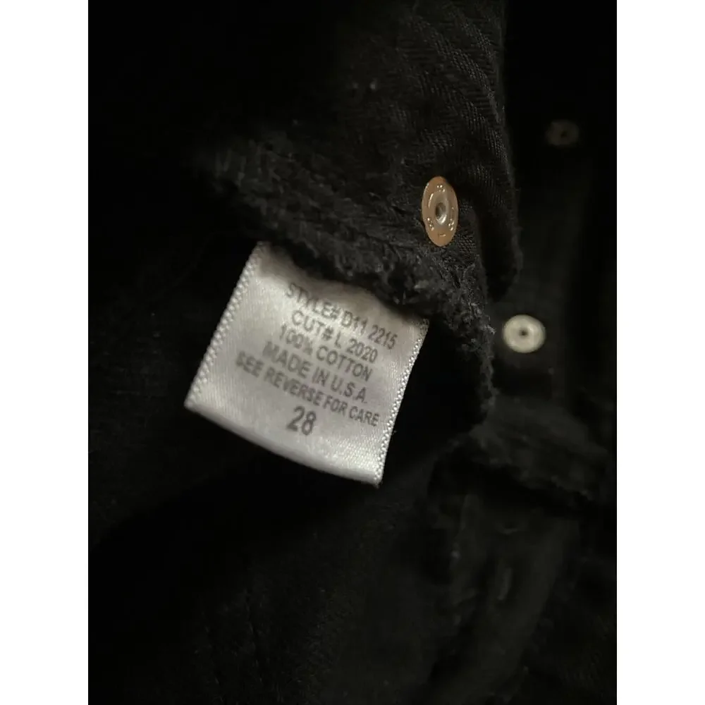 CARMAR Black Distressed Button Fly Cut-Off Denim Shorts sz 28