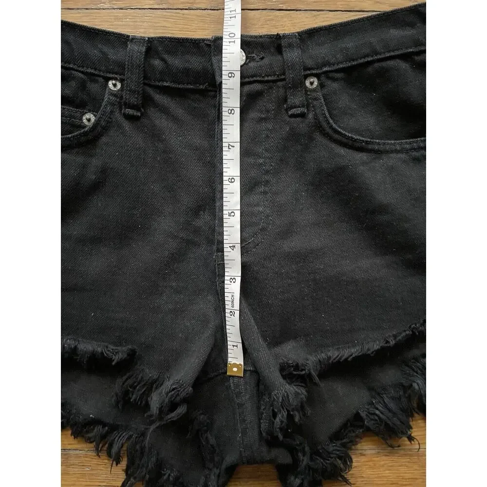 CARMAR Black Distressed Button Fly Cut-Off Denim Shorts sz 28