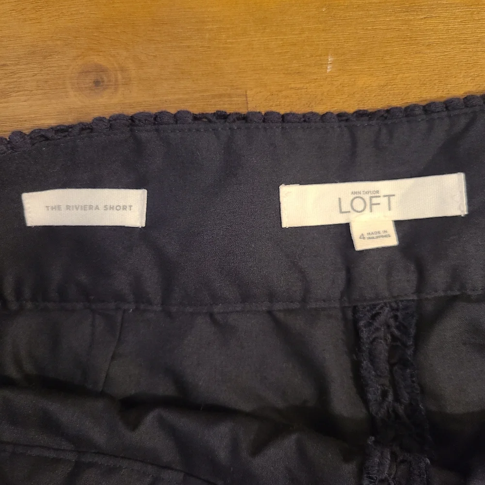 Loft Navy Lace Tiered Riveria Shorts