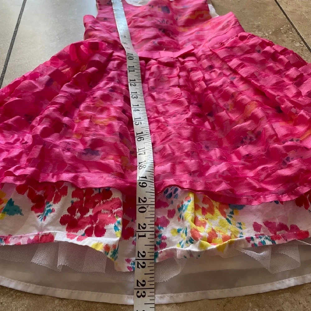 Children's Place 4T girls hot pink Party puffy‎ Dress Floral Ruffle Sleeveless