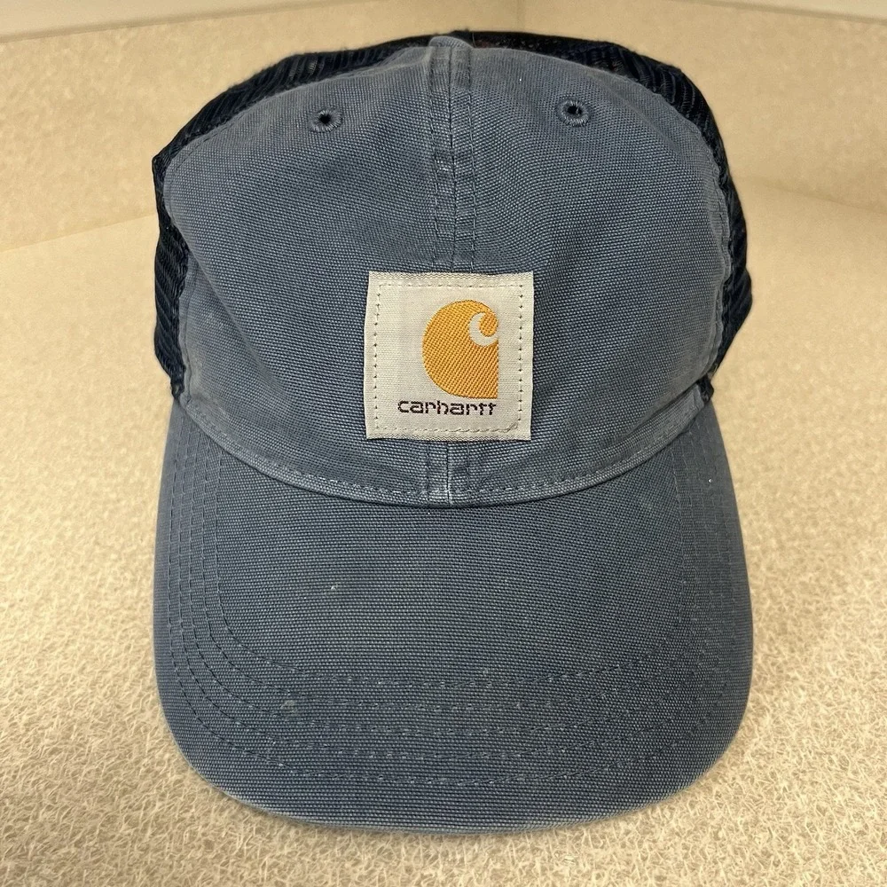 Carhartt Vintage Work Patch Trucker‎ Snapback Cap Mesh Navy Blue