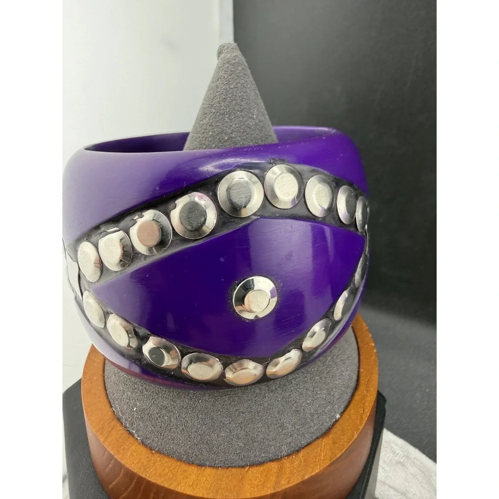 Vintage Purple Bangle Bracelet Chunky Studded‎