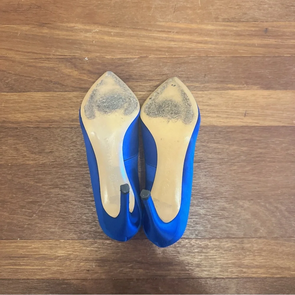 Stella Luna Blue Satin Crystal Buckle Pointed Toe Pumps 10cm Heel 37 Wedding