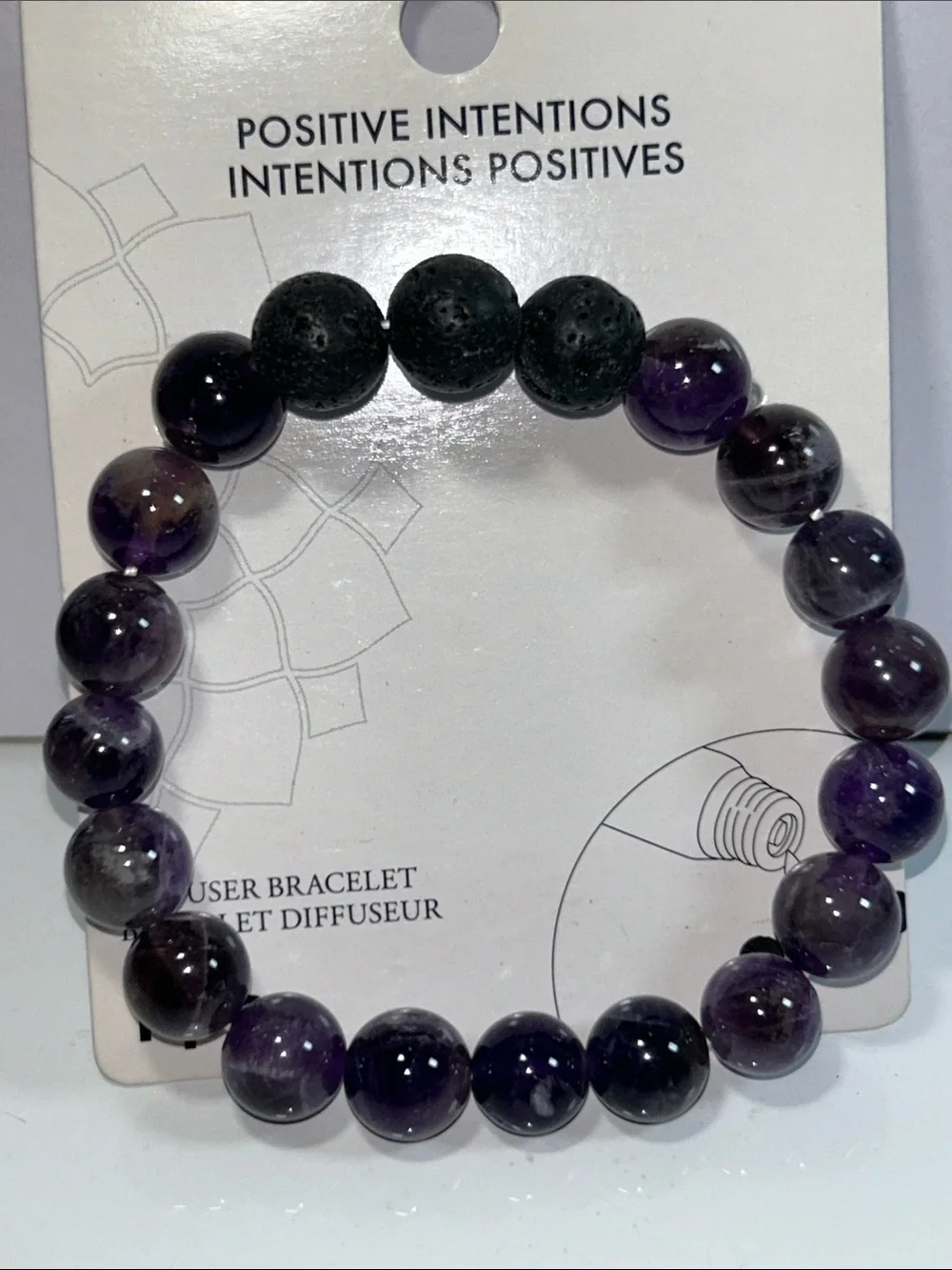 NWT Genuine Amethyst Quartz Gemstone Bead Aromatherapy Bracelet