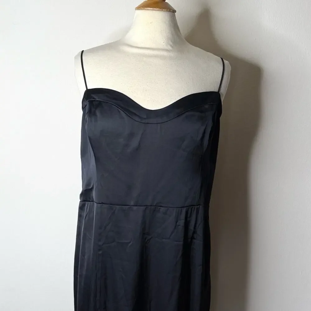 Abercrombie Black Satin Camille Maxi Dress