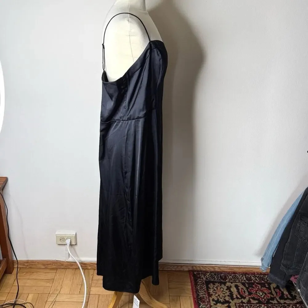 Abercrombie Black Satin Camille Maxi Dress