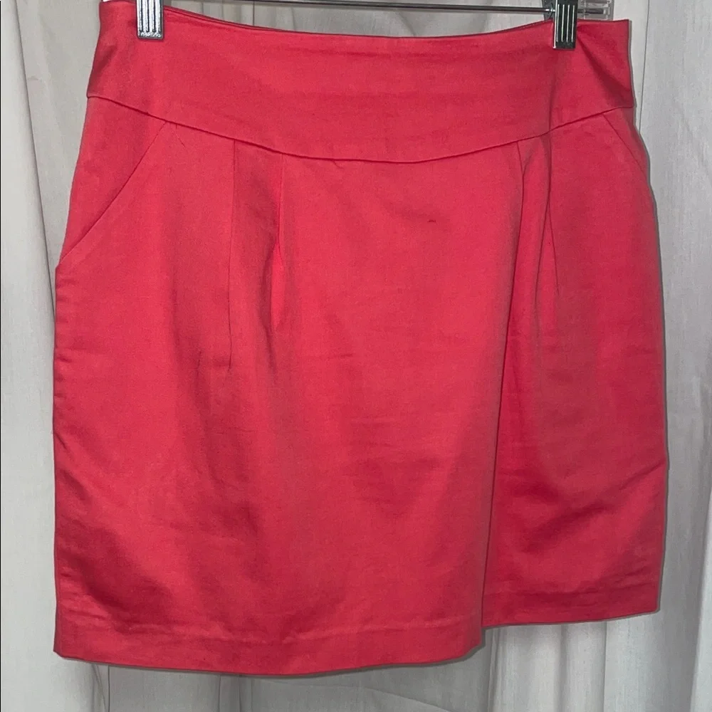 Emma Graham Pink Mini‎ Skirt w Teal Full Back Zipper.  Front Pockets.  Sz Medium