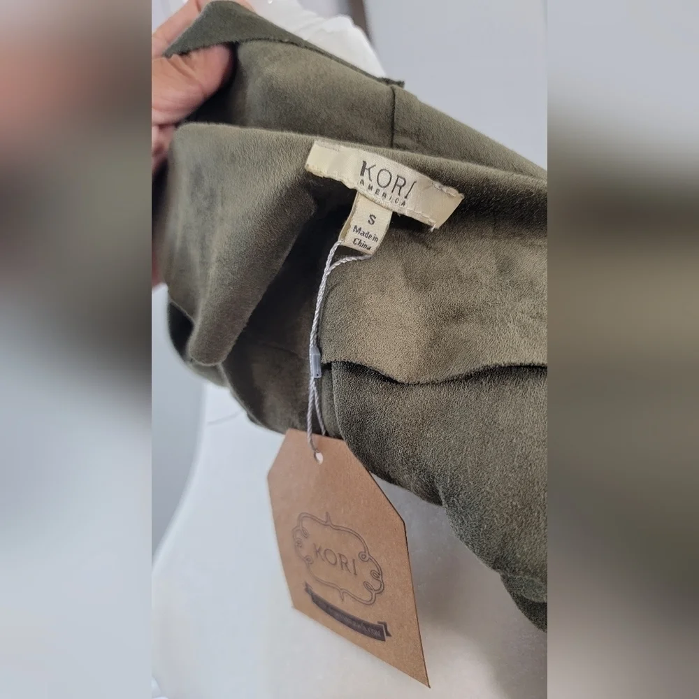 KORI America suede Moto Jacket Olive size Small