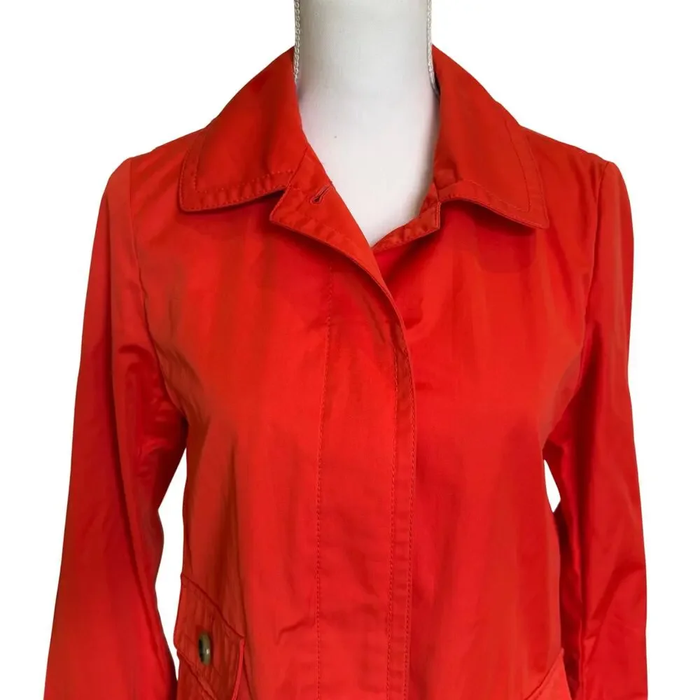 Talbots Coat Modern Mac Petite Size 6 Orange Trench Coat Rain Jacket Pockets