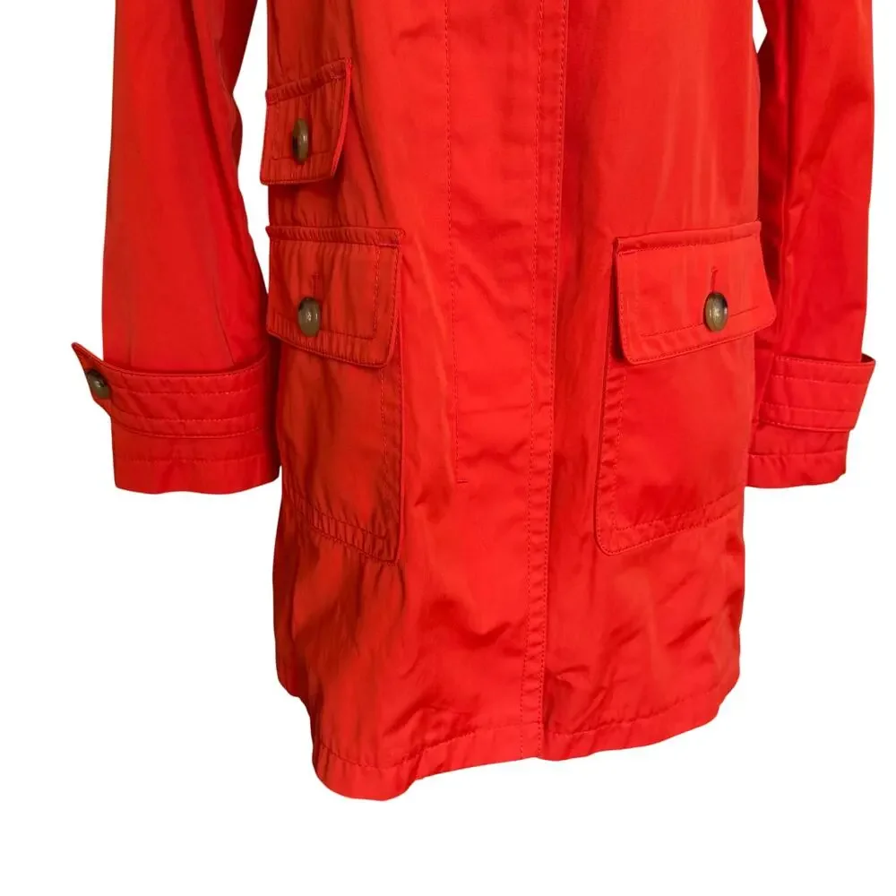 Talbots Coat Modern Mac Petite Size 6 Orange Trench Coat Rain Jacket Pockets