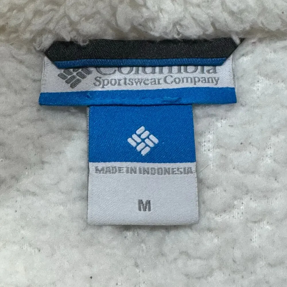 Columbia Sherpa Fleece Jacket Coat White Green Medium