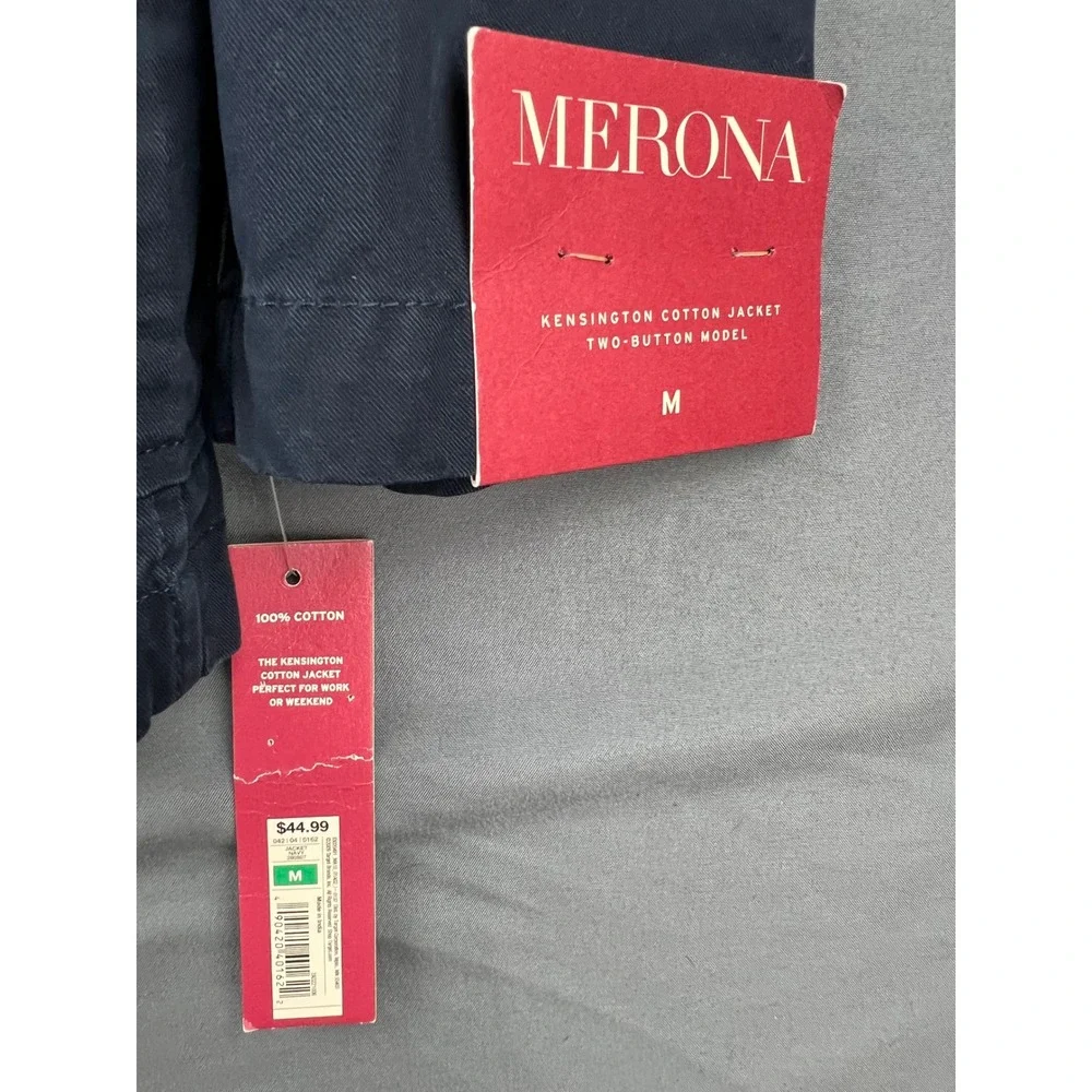 Merona Kensington Cotton Jacket Womens M Navy NWOT Two-Button Blazer 4227