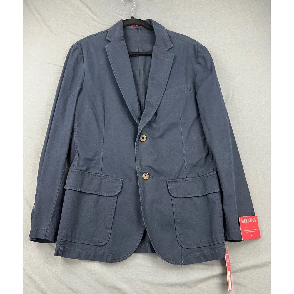 Merona Kensington Cotton Jacket Womens M Navy NWOT Two-Button Blazer 4227