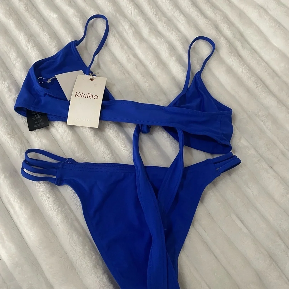 KikiRio Royal Blue Tie-Front Bikini Set