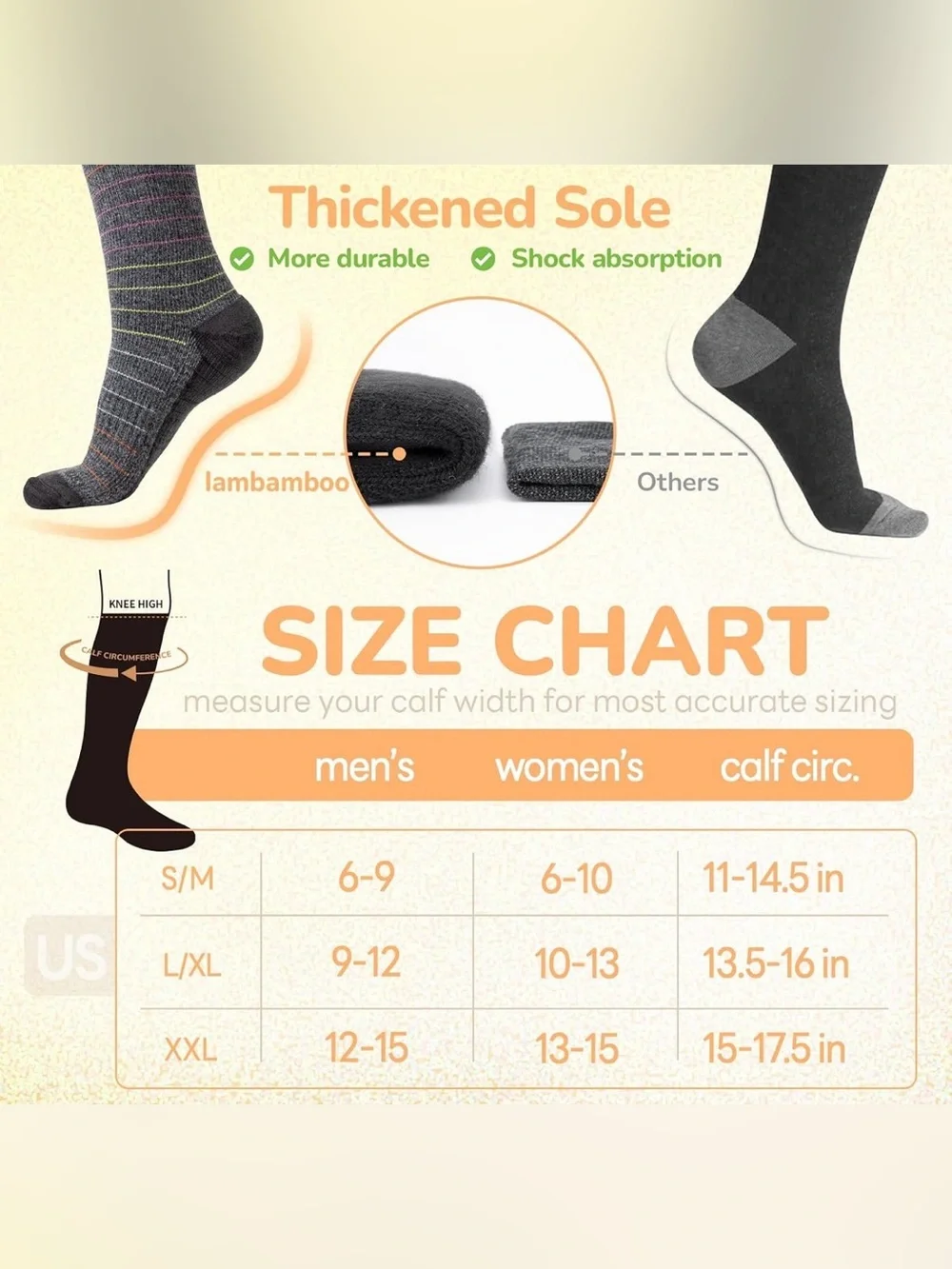 Merino Wool Compression Socks for Women & Men (L/XL)