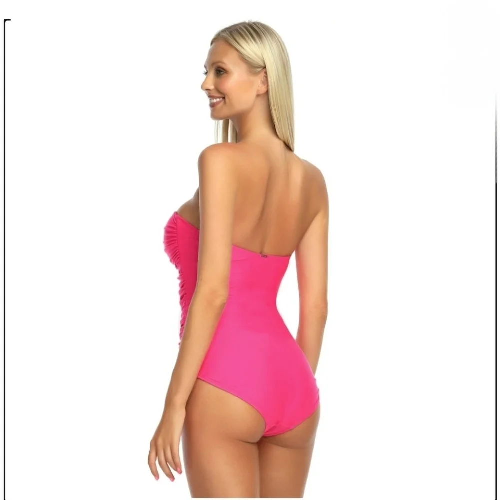 Relleciga 1 Pc Swimsuit Sz Medium. Bright Pink Removable Straps. New With Tags