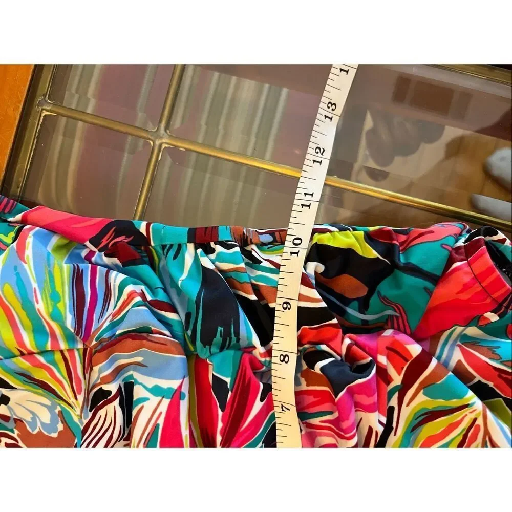 Aqua Green Women's Tropical Shirred One Piece Swimsuit Multicolor Medium NWOT