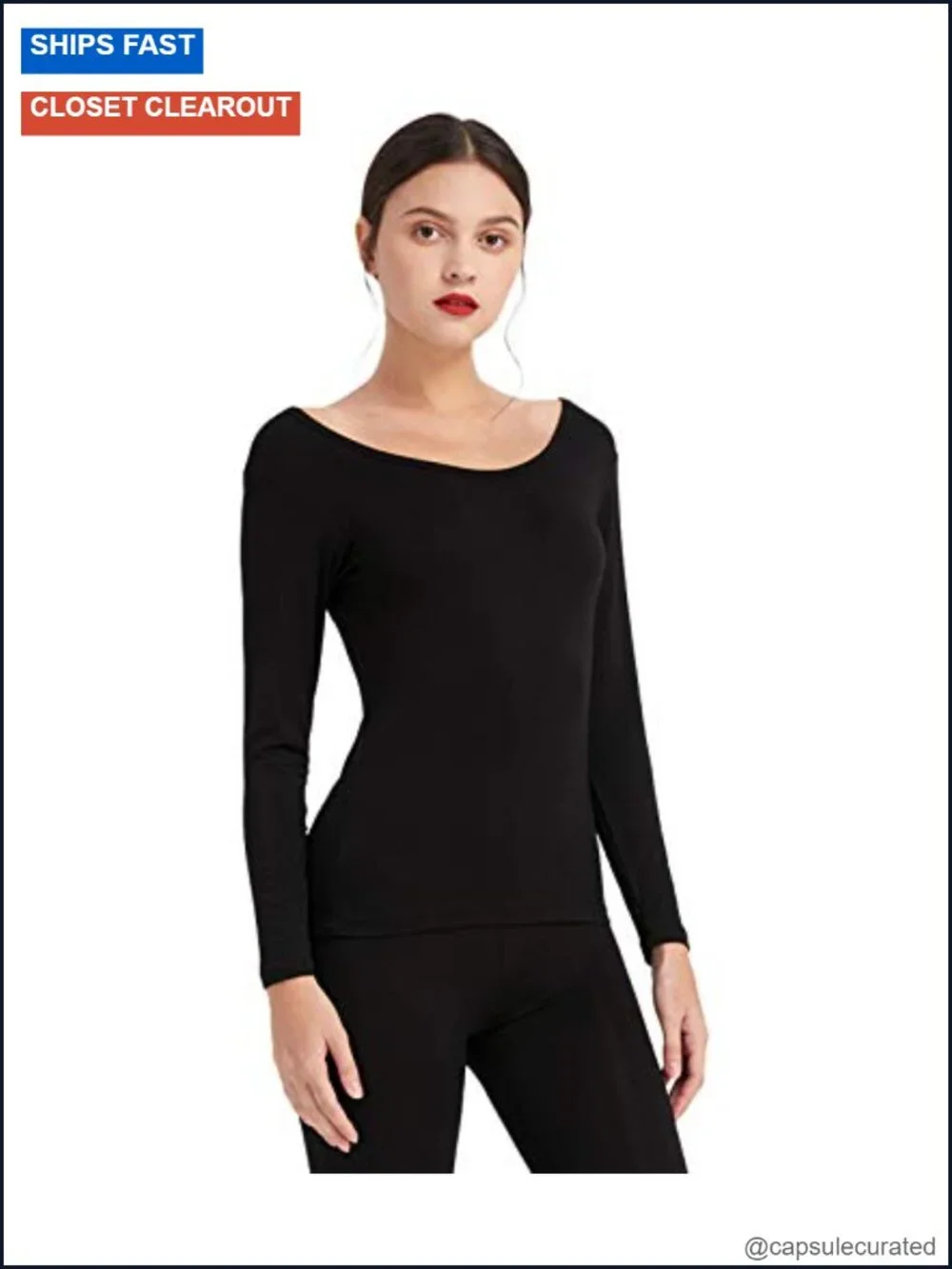 Ultrathin Modal Thermal Baselayer Top Scoop Neck Long Sleeve Undershirt