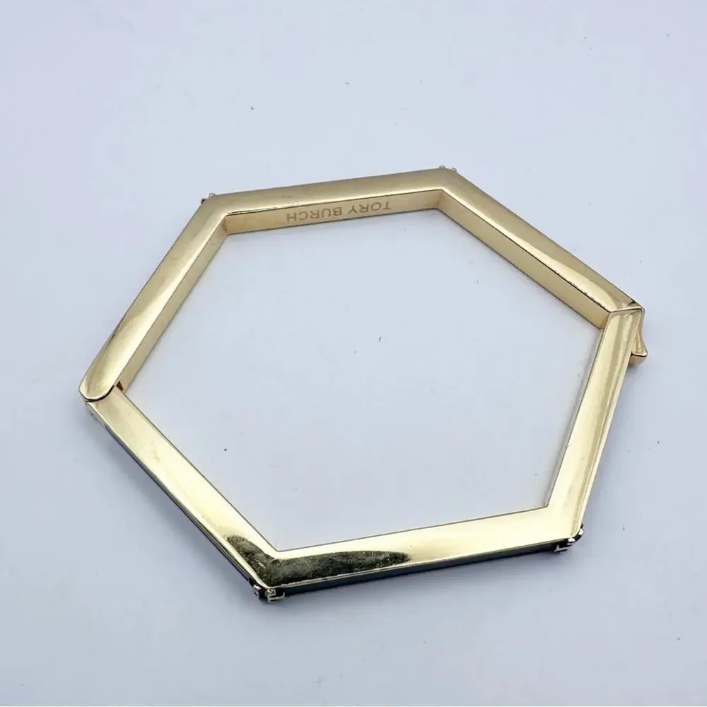 Tory Burch Hexagon Logo Bracelet Black Enamel Gold Modern Designer Jewelry
