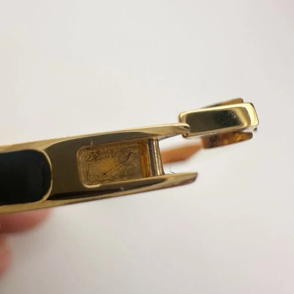 Tory Burch Hexagon Logo Bracelet Black Enamel Gold Modern Designer Jewelry