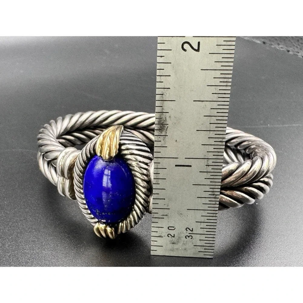 F.lli Menegatti 925 18K Italy Lapis Lazuli Cable Bracelet 47.85g Size 6 1/4