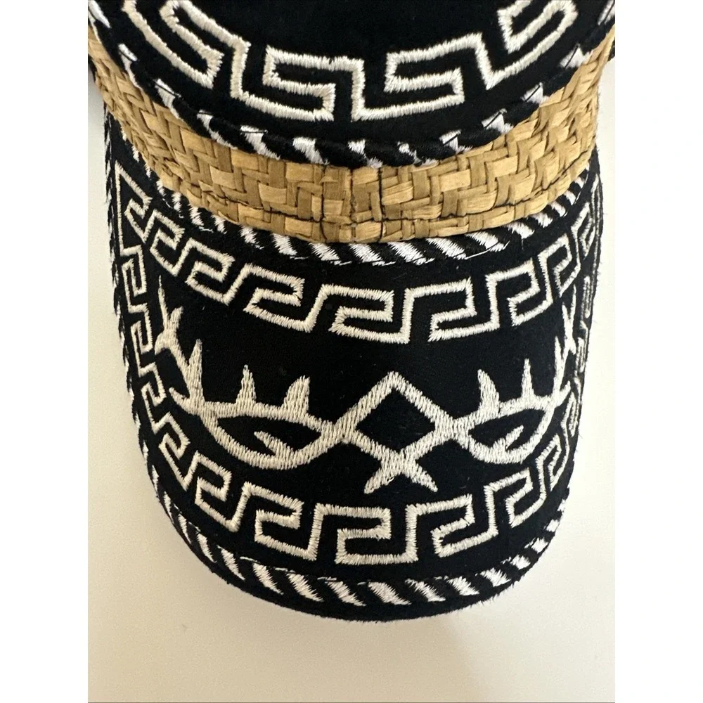 Mexico Michoacan Rodeo‎ Cowboy Embroidered Woven Straw Trucker Hat Snapback Cap