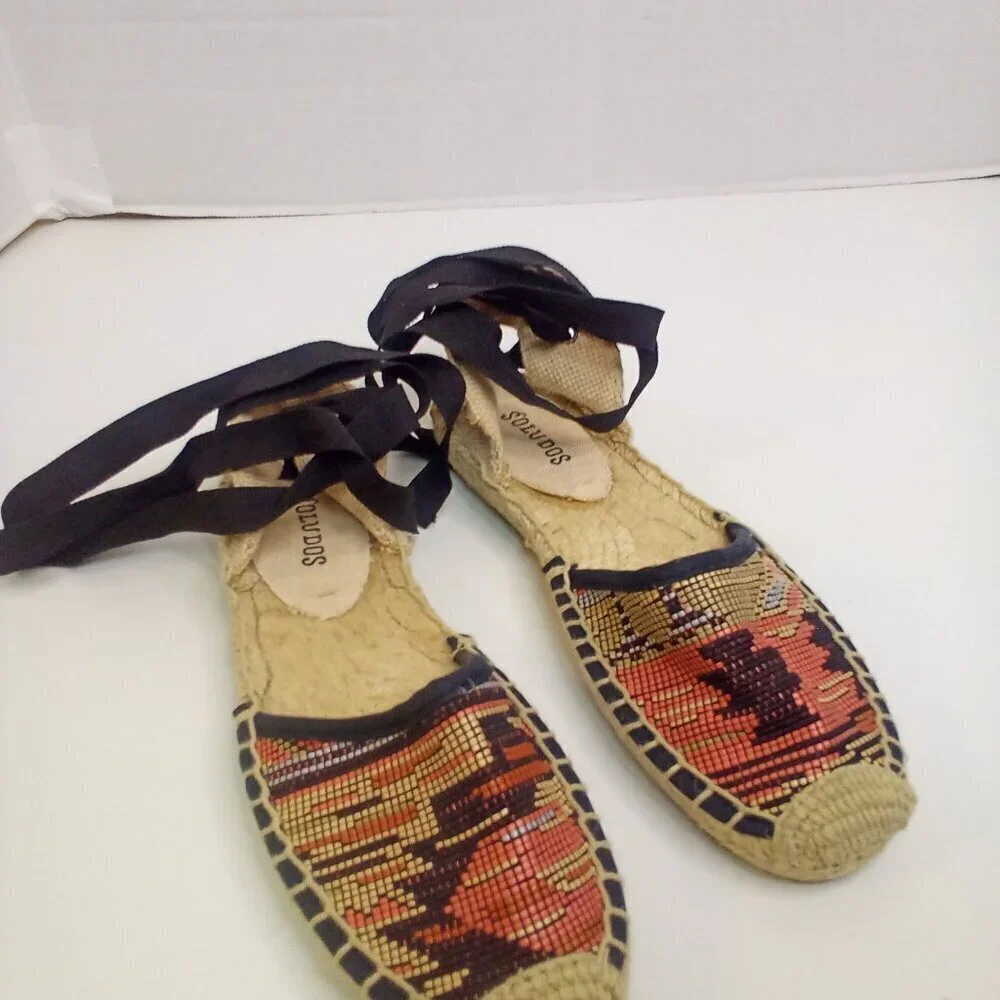 Soludos Ankle Tie Espadrille Women 5 Aztec Pattern