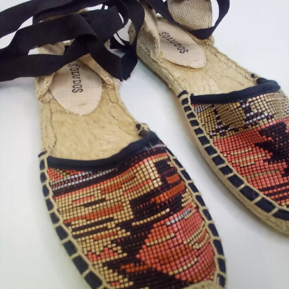 Soludos Ankle Tie Espadrille Women 5 Aztec Pattern