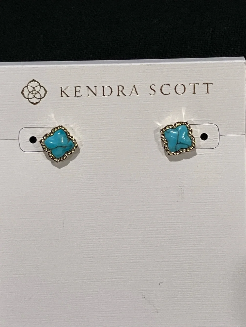 Kendra Scott “Mallory” Stud Earrings in Variegated Turquoise Magnesite