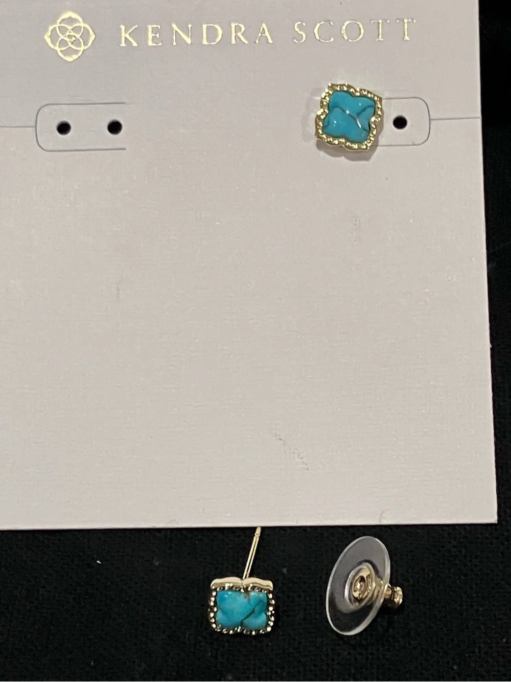 Kendra Scott “Mallory” Stud Earrings in Variegated Turquoise Magnesite