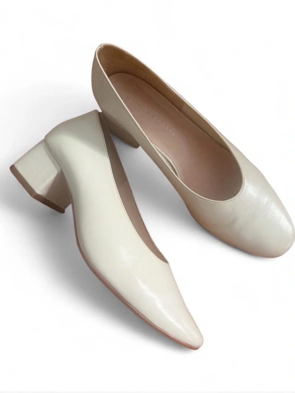 Elegant Cream Block Heel Pumps - Minimalist Women's Shoes