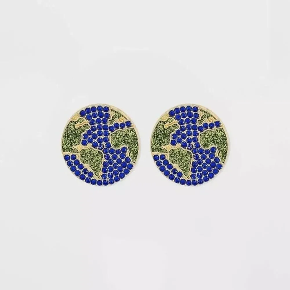 Sugarfix Baublebar Globetrotter Earrings Women OS Blue Green Earth Crystal Studs
