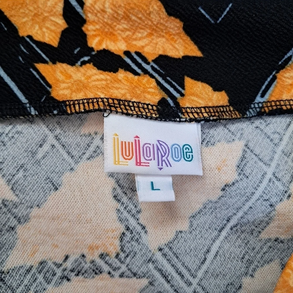 LuLaRoe Pencil Skirt Womens Size Large Yellow Geometric Floral Print