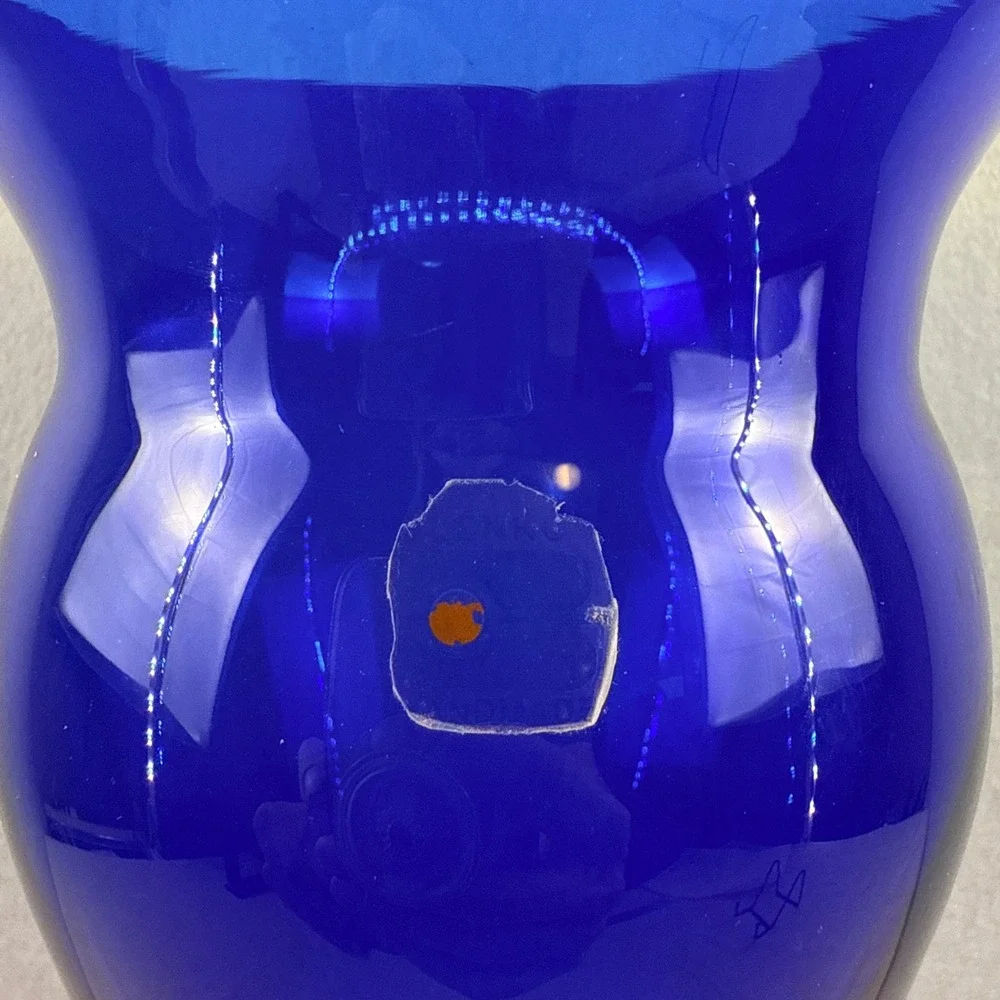 Blenko 9729‎ Cobalt Blue Ribbed Vase Matt Carter Label 15