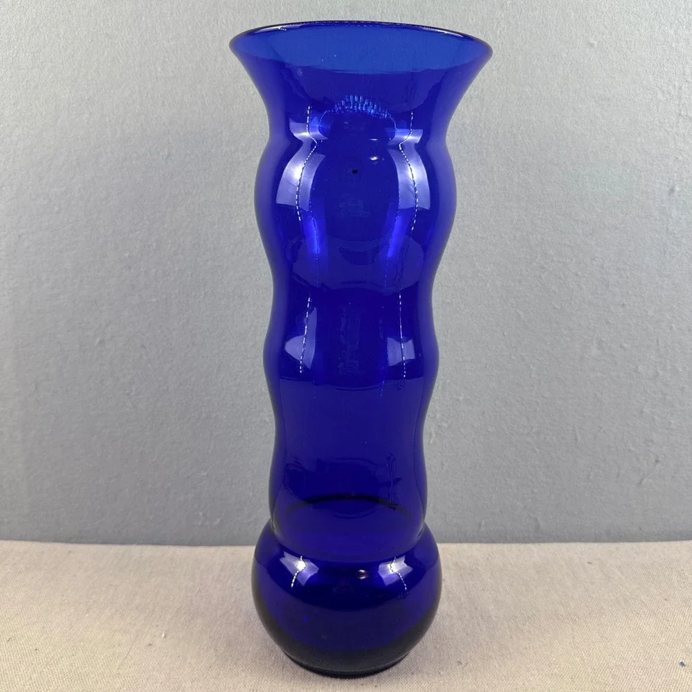 Blenko 9729‎ Cobalt Blue Ribbed Vase Matt Carter Label 15