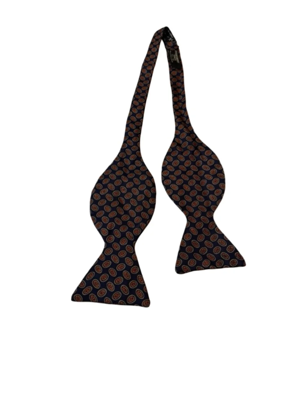 Brooks Brothers Makers Silk Bow Tie Navy Medallion Print Adjustable England