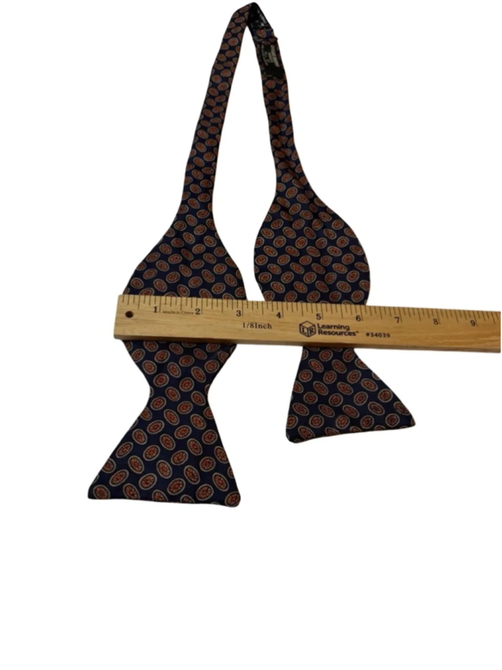 Brooks Brothers Makers Silk Bow Tie Navy Medallion Print Adjustable England